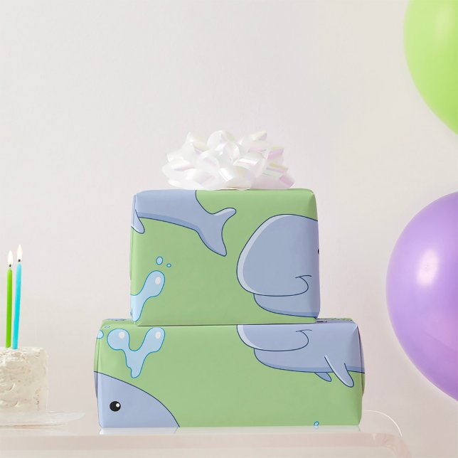 Cute Whale med Vatten Stänk Adsible Animal Presentpapper (Skapare uppladdad)