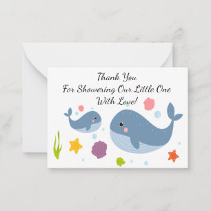 Cute Whale Mor och hennes Baby tackkort Anteckningskort