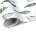 Cute Whale Narwhal Winter Birthday Kids Presentpapper<br><div class="desc">Vintern illustrerar tre valar med beanier och trikå. Tvättare vintervädersnäcka,  blåval,  illustration av spermieval. Våldsmässig juldesign. Vinterfödelselaggen är papper,  för barn eller flicka.</div>