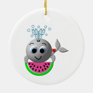 Cute Whale och Watermelon Julgransprydnad Keramik