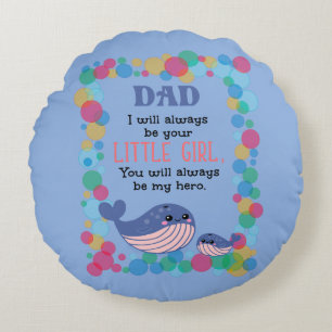 Cute Whale Pappa, jag kommer alltid att vara din l Rund Kudde