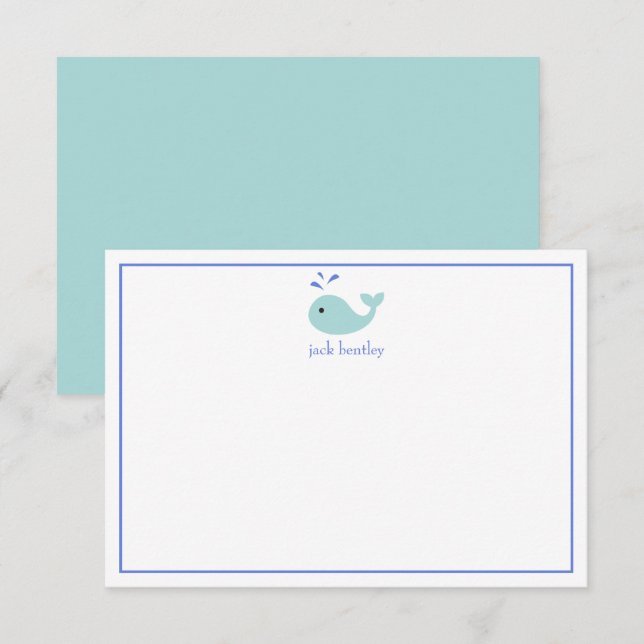 Cute Whale Personlig Note Cards Tack Kort (Fram/baksida)