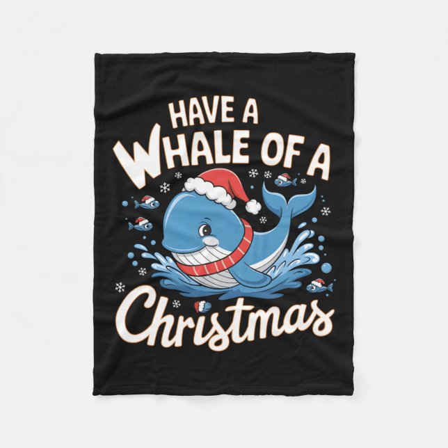 Cute Whale Santa Ocean Animal Lover Holi Fleecefilt (Framsidan)