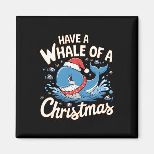 Cute Whale Santa Ocean Animal Lover Holi Magnet