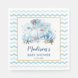 Cute Whale under Sea Nautical Baby Shower Pappersservett