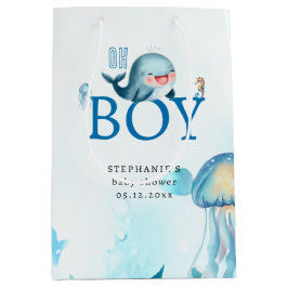 Cute Whale under Sea Watercolor Boy Shower