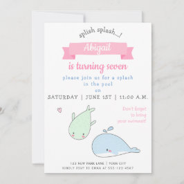 Cute Whales - Barns födelsedag Bassäng Party Inbjudningar