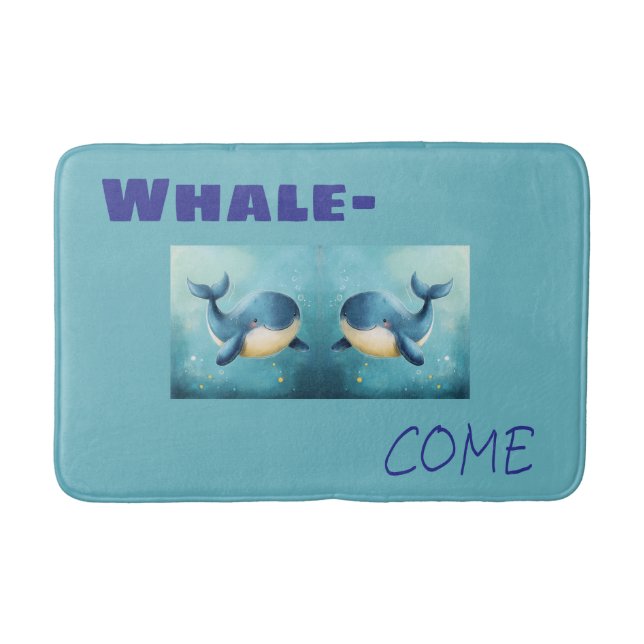 Cute Whales Bathmat, Bathroom Dekoration Badrumsmatta (Framsidan)