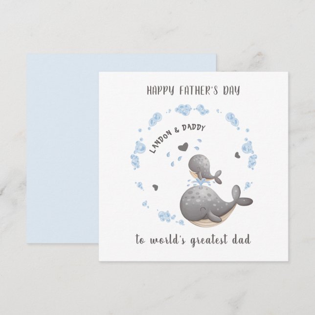 Cute Whales Boy Fars dag Card Kort (Fram/baksida)