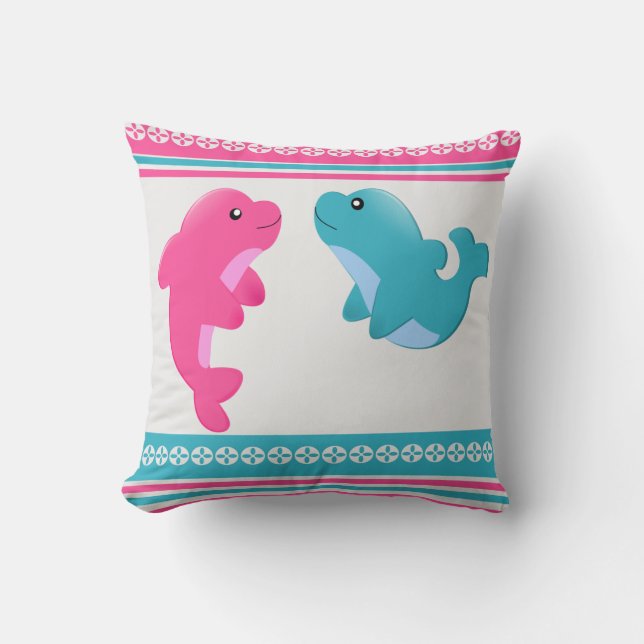 Cute Whales Dekorativ kudde (Framsida)