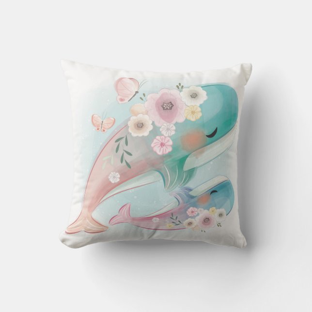 Cute Whales Kudde (Framsida)