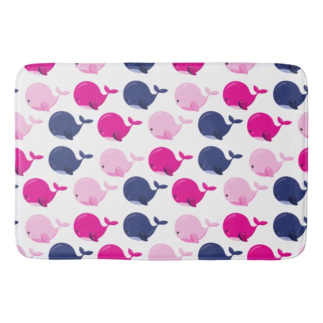 Cute Whales, Mönster av valar, havsdjur Badrumsmatta (Framsidan)