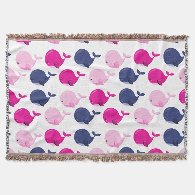 Cute Whales, Mönster av valar, havsdjur Filt (Framsidan)