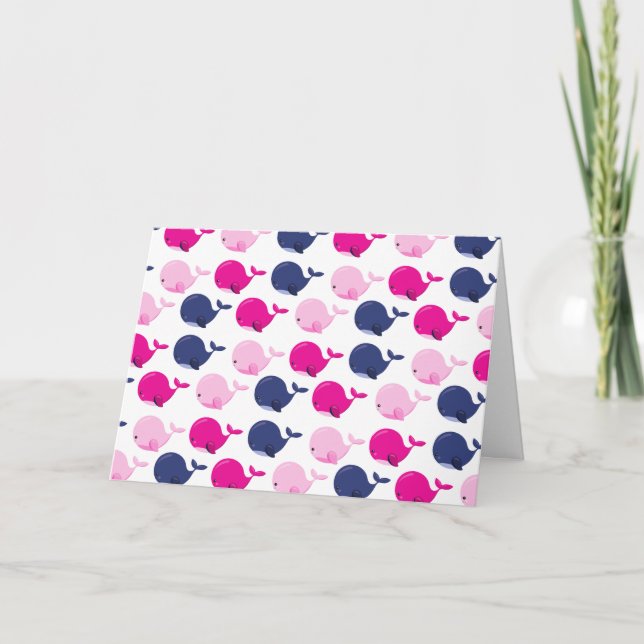 Cute Whales, Mönster av valar, havsdjur Kort (Framsida)