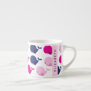 Cute Whales, Mönster, ditt namn Espressomugg