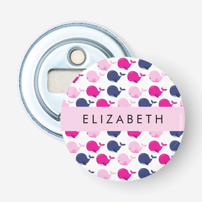 Cute Whales, Mönster, ditt namn Flasköppnare (Framsidan)