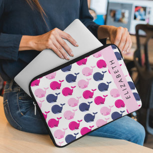 Cute Whales, Mönster, ditt namn Laptop Fodral