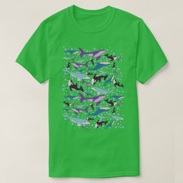 Cute Whales pattern design T Shirt (Design framsida)