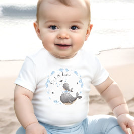 Cute Whales Personlig Namn, första Fars dag T Shirt