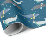 Cute Whales Scarves Winter Birthday Kids Blue Presentpapper<br><div class="desc">Vintern illustrerar tre valar med beanier och trikå. Tvättare vintervädersnäcka,  blåval,  illustration av spermieval. Våldsmässig juldesign. Vinterfödelselaggen är papper,  för barn eller flicka.</div>