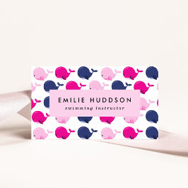 Cute Whales, Simma Instructions, Swimming Coach Visitkort