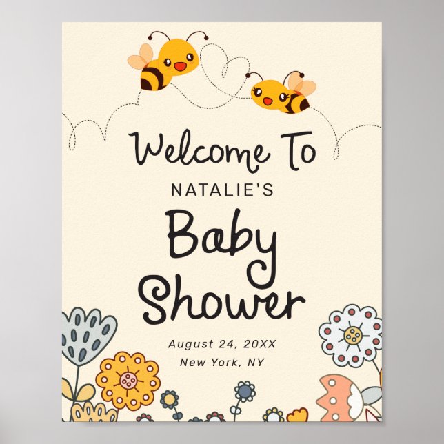 Cute What will be Reveal Baby Shower Welcome Poster (Framsidan)