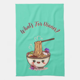 Cute "What's For Dinner?" Mint Green Ramen Bowl  Kökshandduk