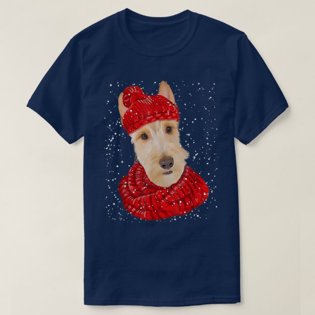 Cute Wheaten Scottish Terrier Hund Hat Scarf T Shirt (Design framsida)