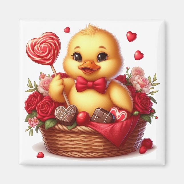 Cute/Whimisical Valentine Day anka Magnet (Framsidan)