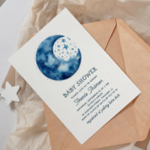 Cute Whimsial celestial Blue måne babydusch