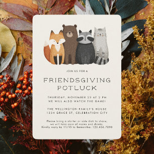 Cute Whimsials Friendsgiving Potluck Inbjudningar