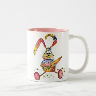 Cute Whimsic Colorful Bunny med morot Två-Tonad Mugg