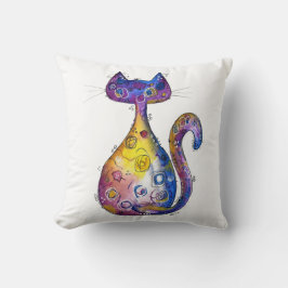 Cute Whimsic Colorful Cat Kudde
