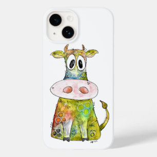 Cute Whimsic Colorful Cow