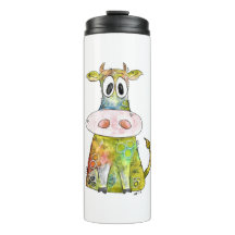 Cute Whimsic Colorful Cow