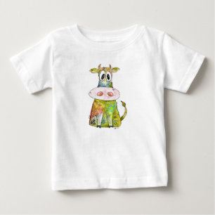 Cute Whimsic Colorful Cow T Shirt