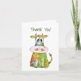 Cute Whimsic Colorful Cow Tack Kort