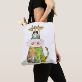 Cute Whimsic Colorful Cow Tygkasse