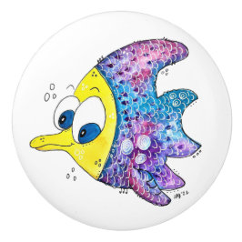 Cute Whimsic Colorful Fish Knopp