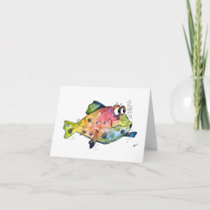 Cute Whimsic Colorful Fish Kort