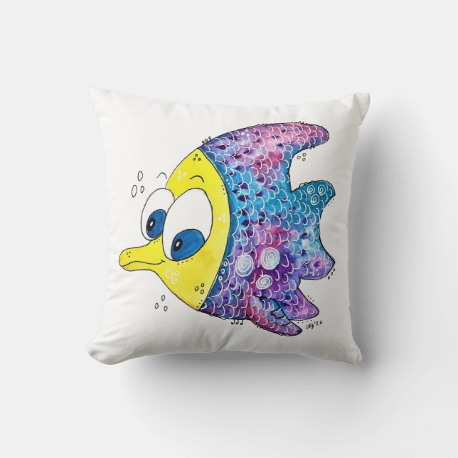 Cute Whimsic Colorful Fish Kudde (Framsida)