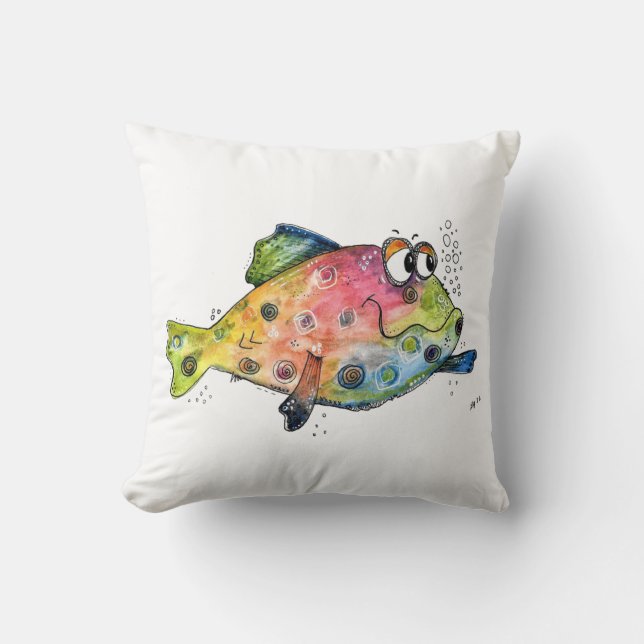 Cute Whimsic Colorful Fish Kudde (Framsida)