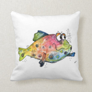 Cute Whimsic Colorful Fish Kudde