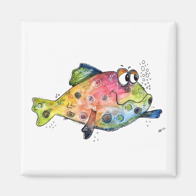 Cute Whimsic Colorful Fish Magnet (Framsidan)