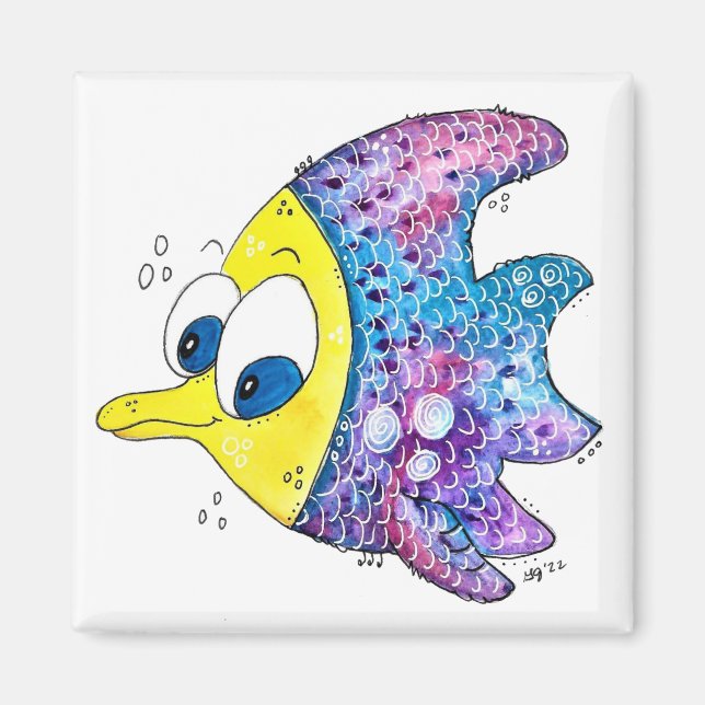 Cute Whimsic Colorful Fish Magnet (Framsidan)