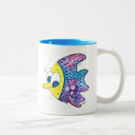 Cute Whimsic Colorful Fish Två-Tonad Mugg