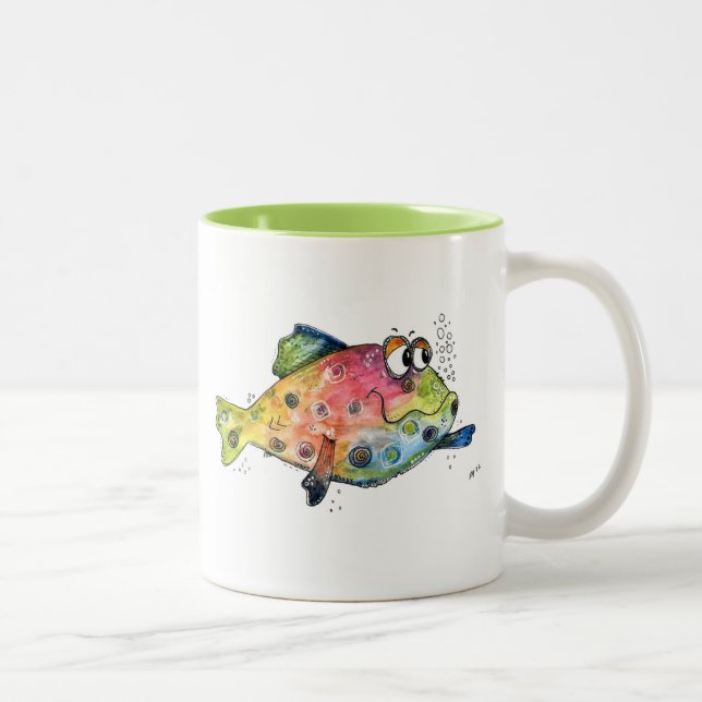 Cute Whimsic Colorful Fish Två-Tonad Mugg (Höger)