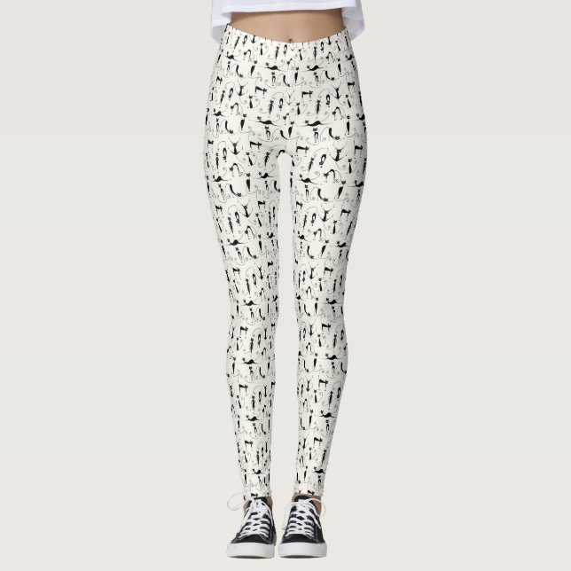 Cute Whimsic Playful Slinky Svarta katter Leggings (Framsida)