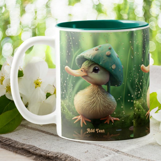 Cute Whimsical Anka Mushroom Hat Personlig Två-Tonad Mugg (Skapare uppladdad)