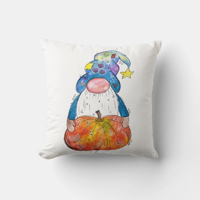 Cute Whimsical Autumn Gnome med Pumpkin Kudde (Framsida)